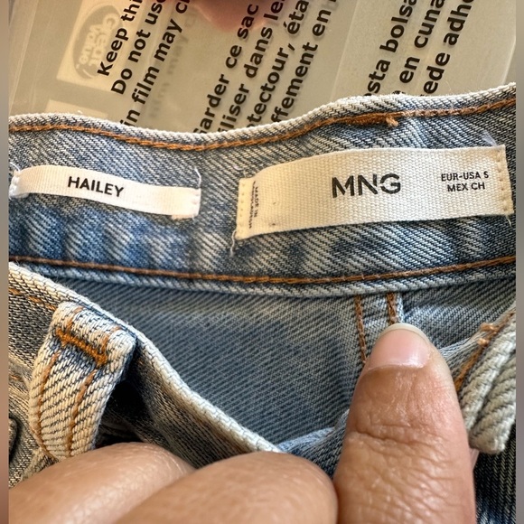 Mango MNG High Waist Denim Mini Skirt Hailey Raw Hem Size S - Picture 4 of 4